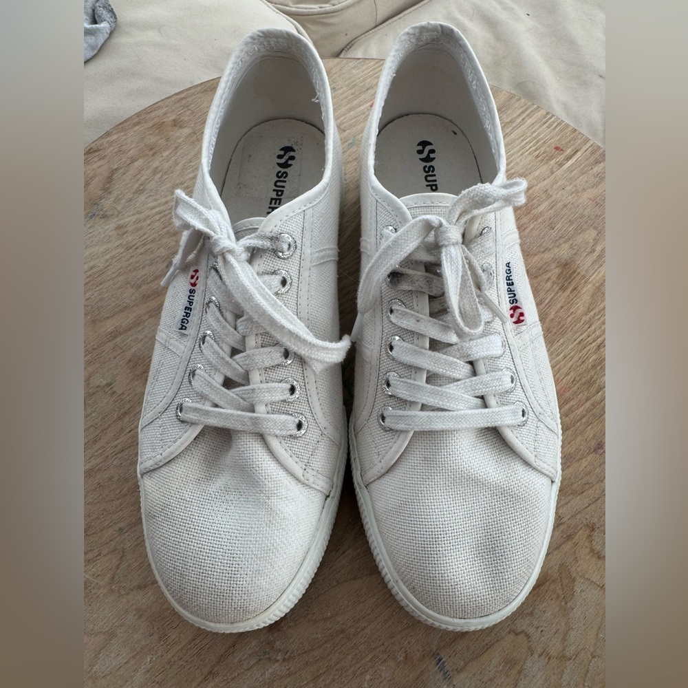 SUPERGA White Platform Sneakers Womens Size 41 - Picture 3 of 9